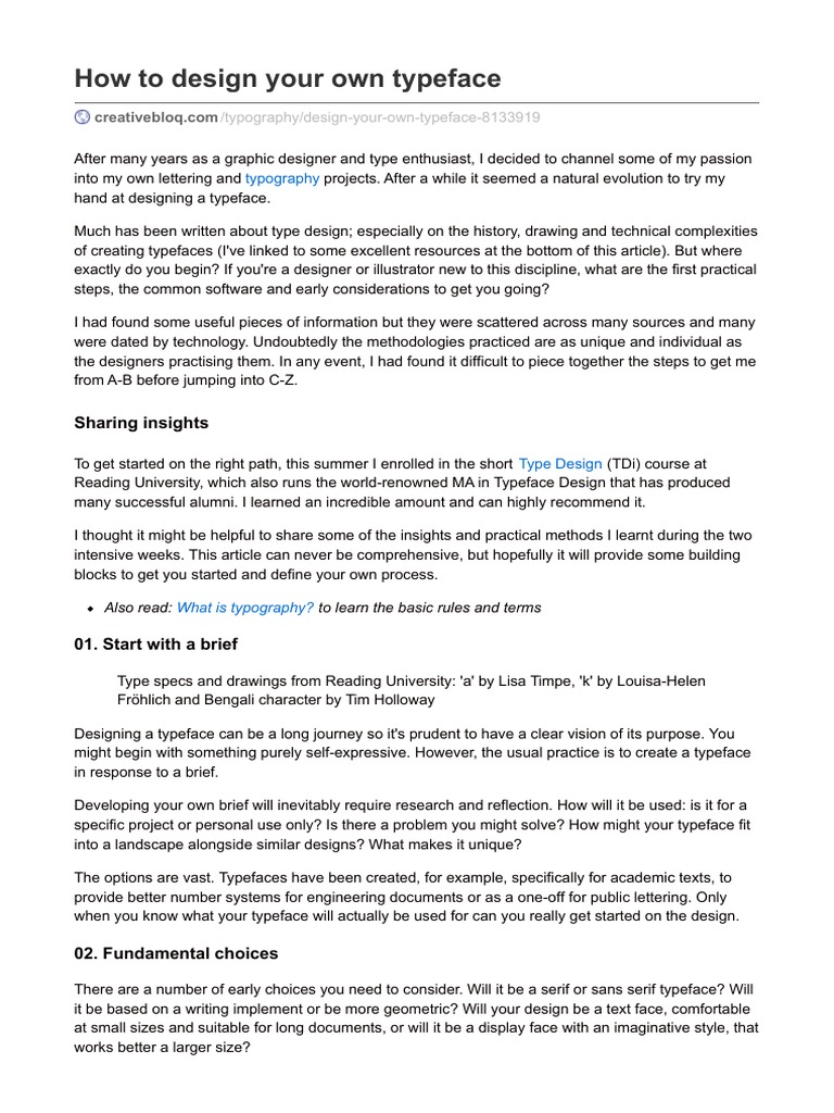 How To Design Your Own Typeface Pdf Pdf Sans Serif Typefaces