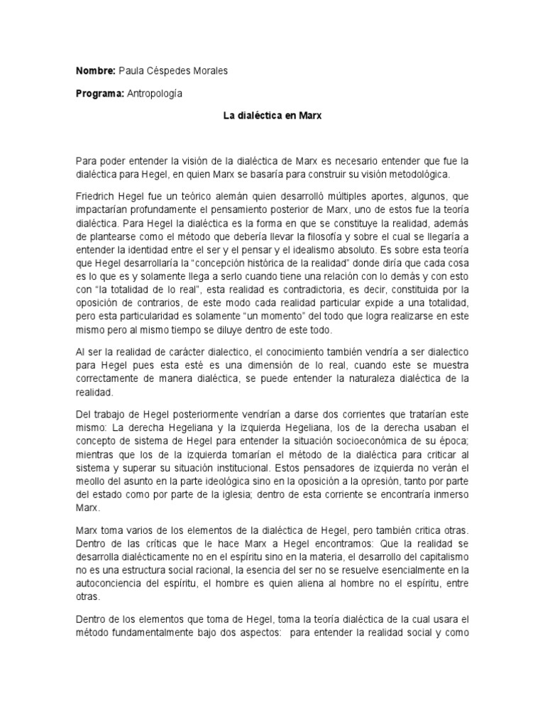 La Dialectica En Marx Pdf Dialéctico Georg Wilhelm Friedrich Hegel