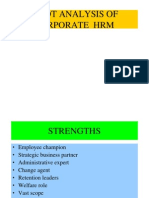 SWOT Analysis of Corporate HRM - Strengths, Weaknesses, Opportunities, Threats