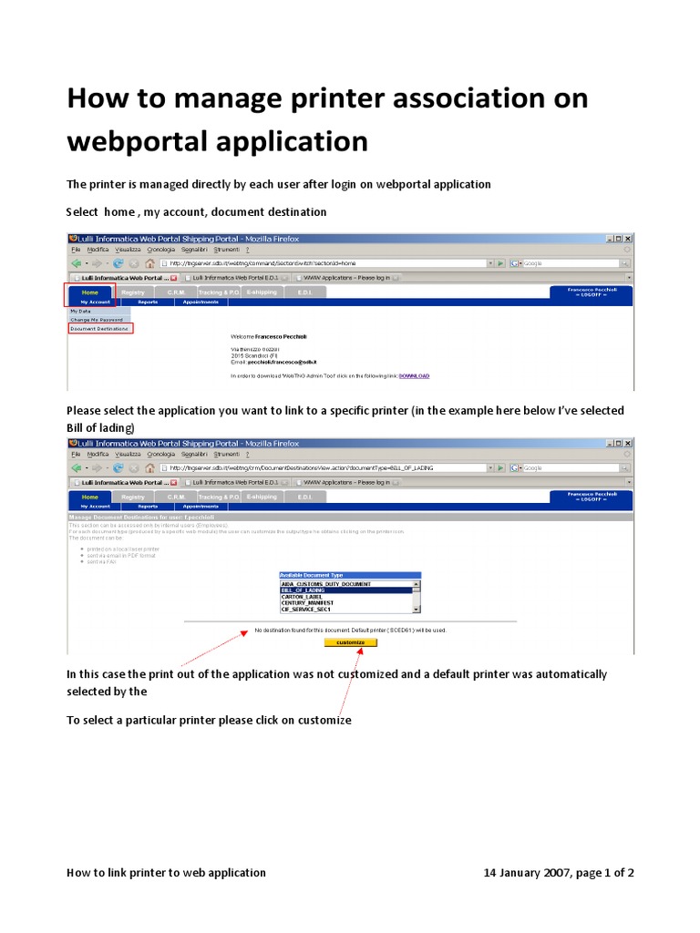 How To Manage Printer Association To Webportal Application Eng | PDF ...