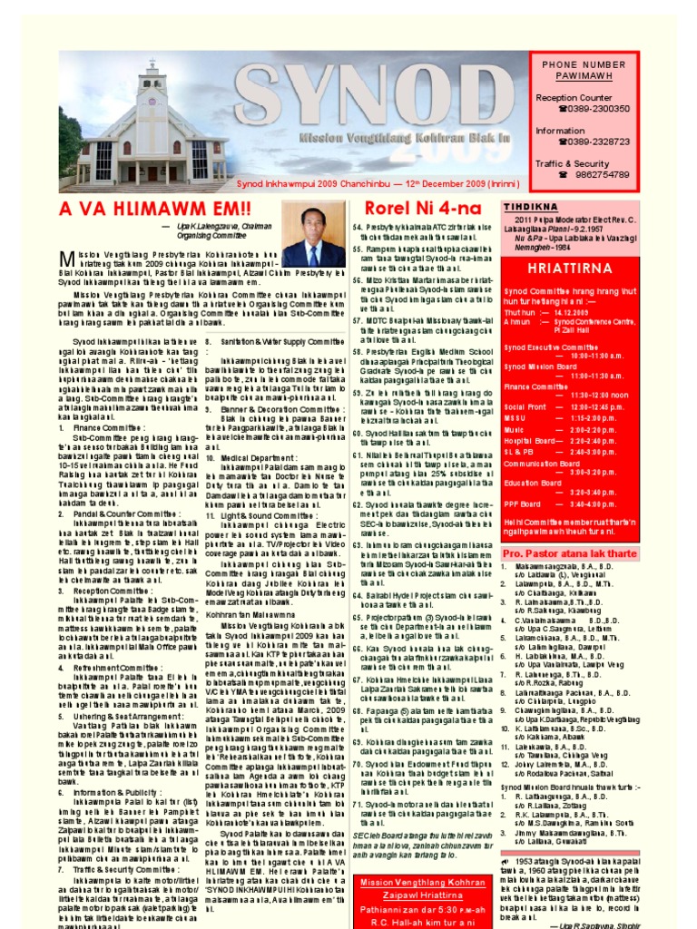 Synod Inkhawmpui 2009 Overview | PDF