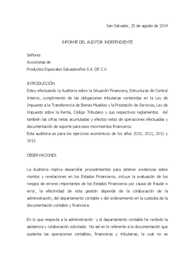 Auditoría Financiera: Fraude en PESSA | PDF | Euro | Contabilidad