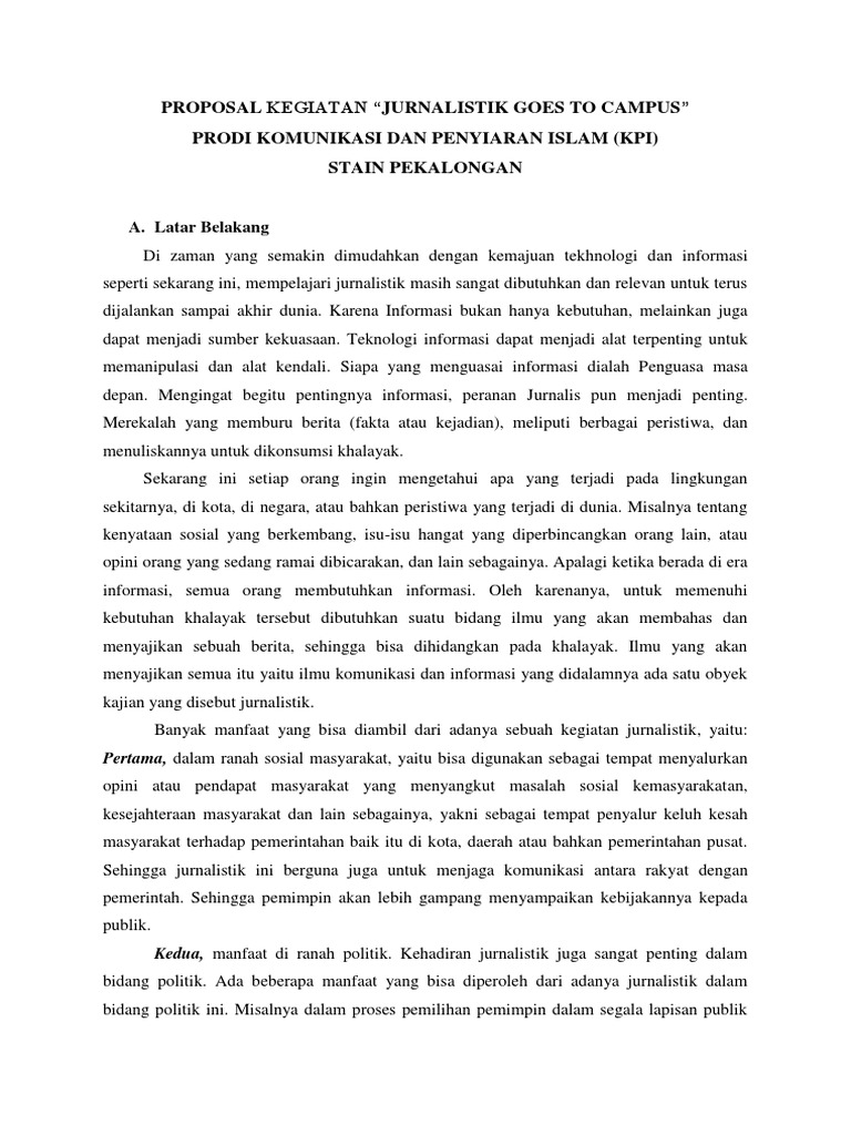 Proposal Jurnalistik Goes to Campus