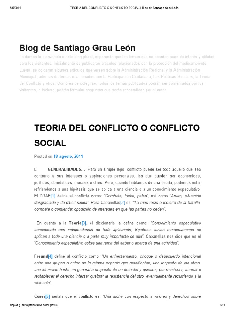 Teoria Del Conflicto o Conflicto Social Blog de Santiago Grau León PDF Conflicto social