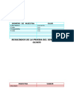 Tabla de Resultados Del Olfato y El Gusto