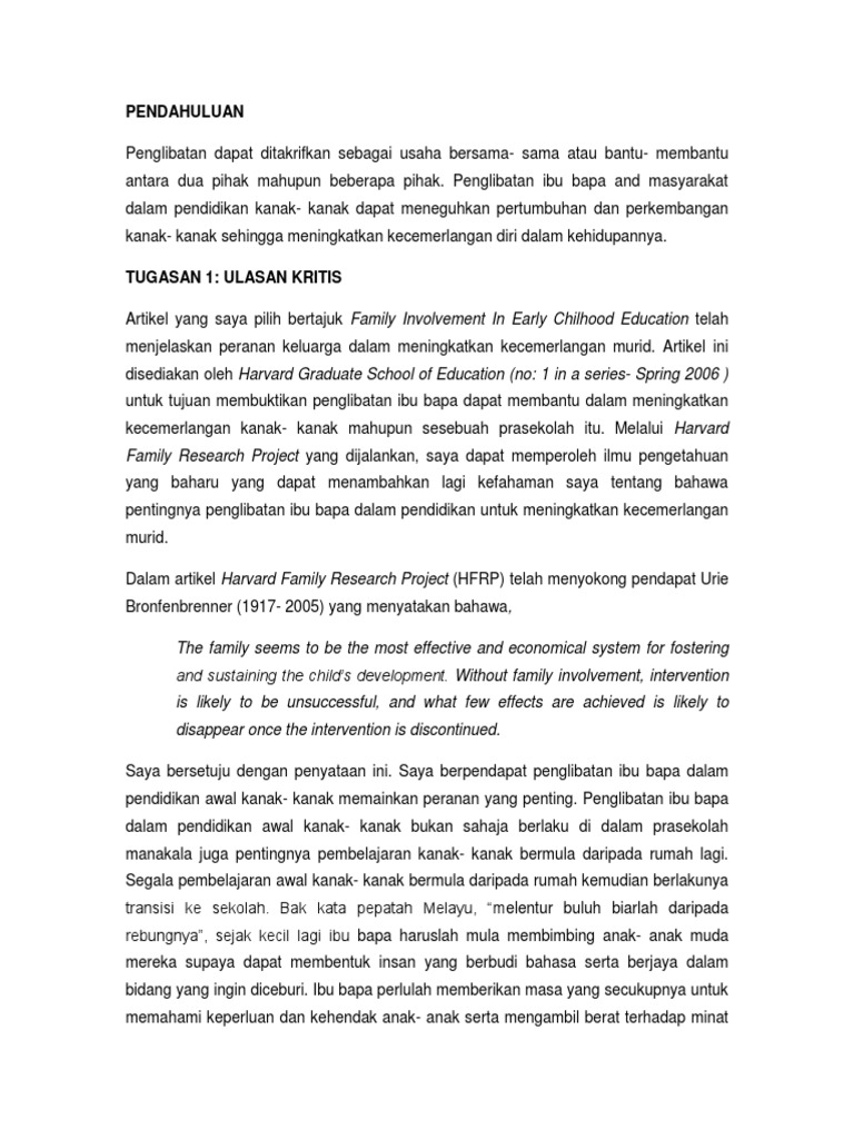 Penglibatan Ibu Bapa Dalam Prasekolah Pdf