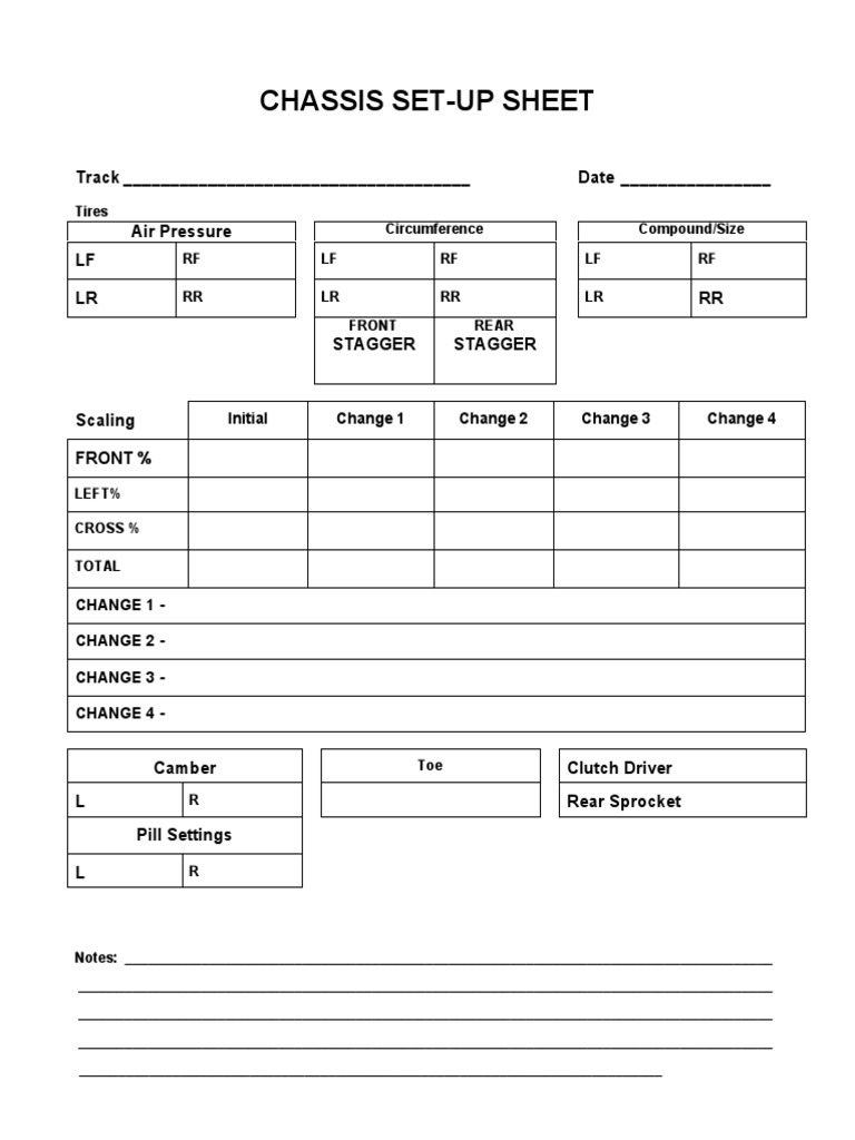 Chassis Setup Sheet Template | PDF | Technology & Engineering