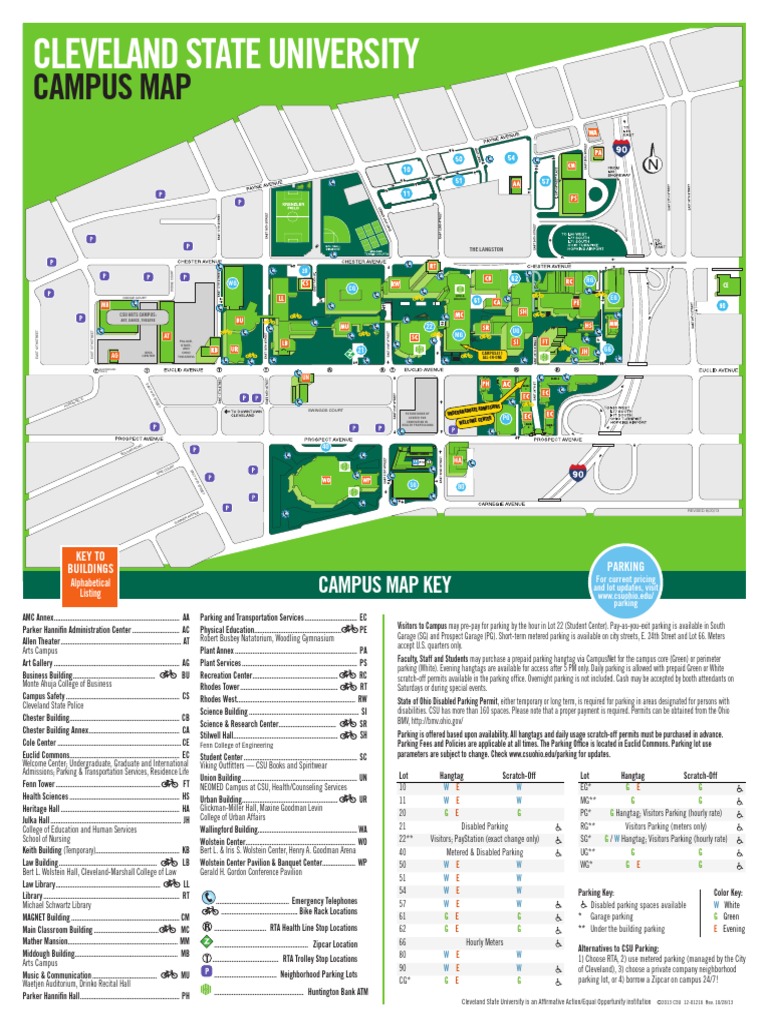 cleveland state campus map Campus Map Parking Road Transport cleveland state campus map