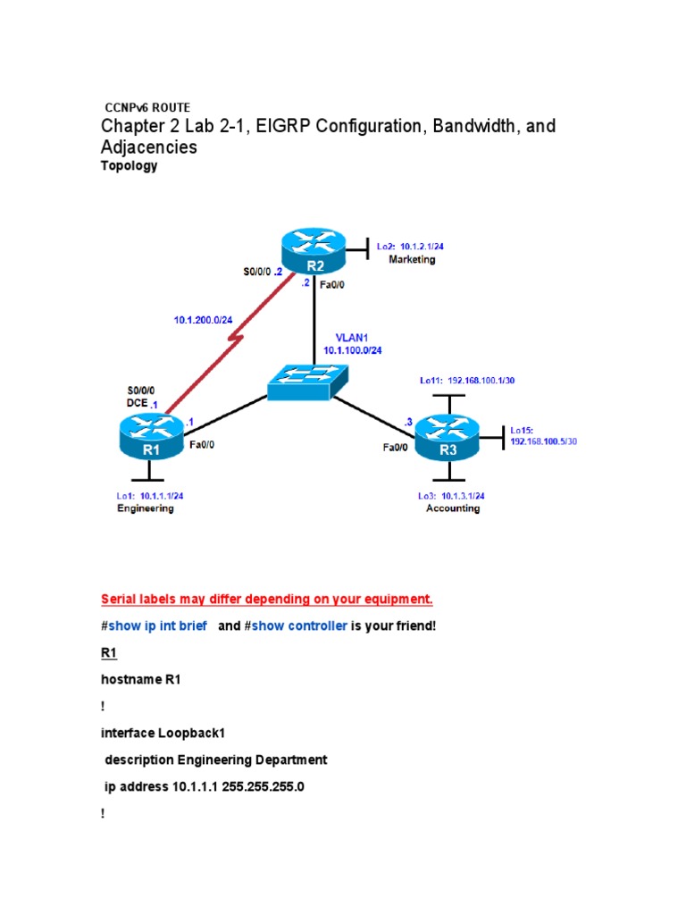EIGRP Bandwidth Configuration Lab | PDF