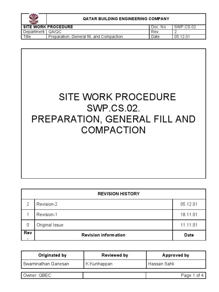 General Fill and CompactionMethod Statement(R2)