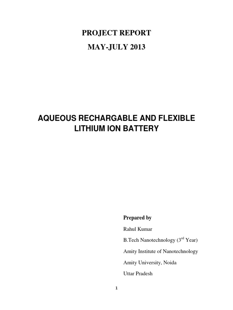 Aqueous Flexible Lithium-Ion Battery Report | PDF | Lithium Ion Battery ...