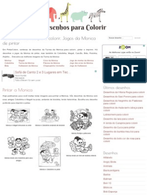 Turma Da Monica para Colorir, Jogos Da Monica de Pintar, PDF, Personalidades