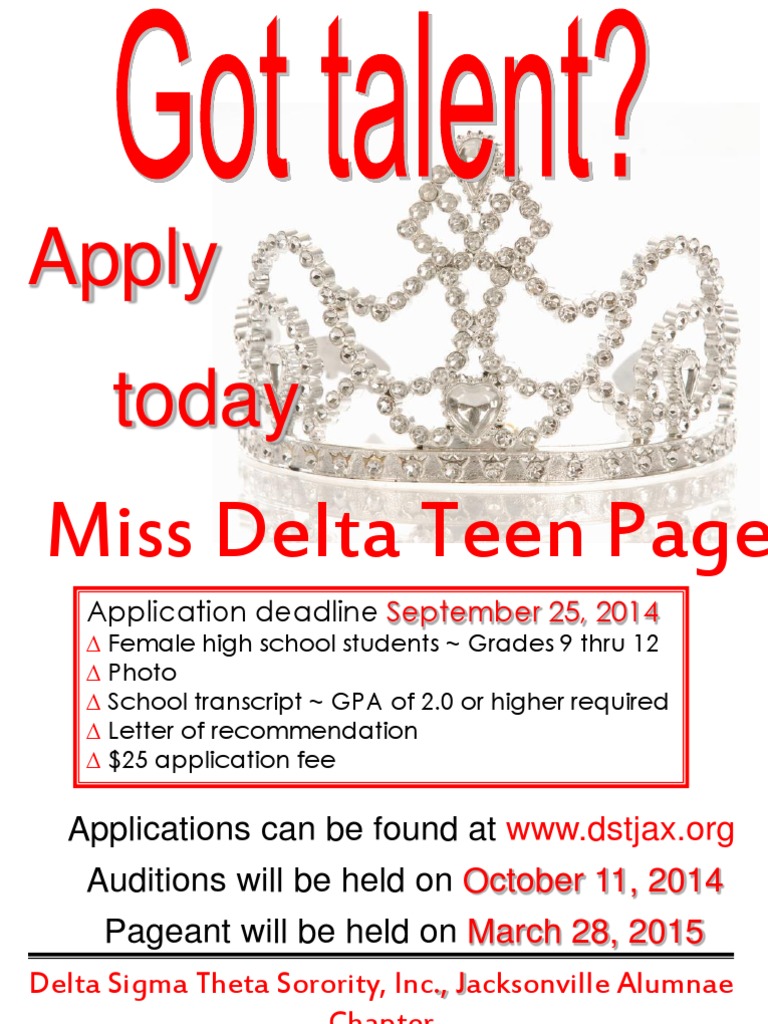 Miss Delta Teen Pageant Application 2014 | PDF
