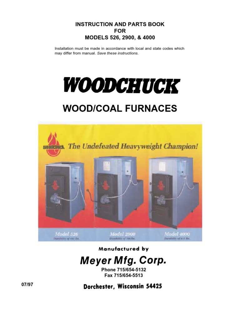 Wood/Coal Furnaces: Instruction and Parts Book FOR MODELS 526, 2900, u0026 4000  | PDF | Furnace | Chimney
