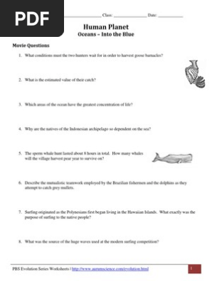 Human Planet Worksheet Oceans Into The Blue Sea Human
