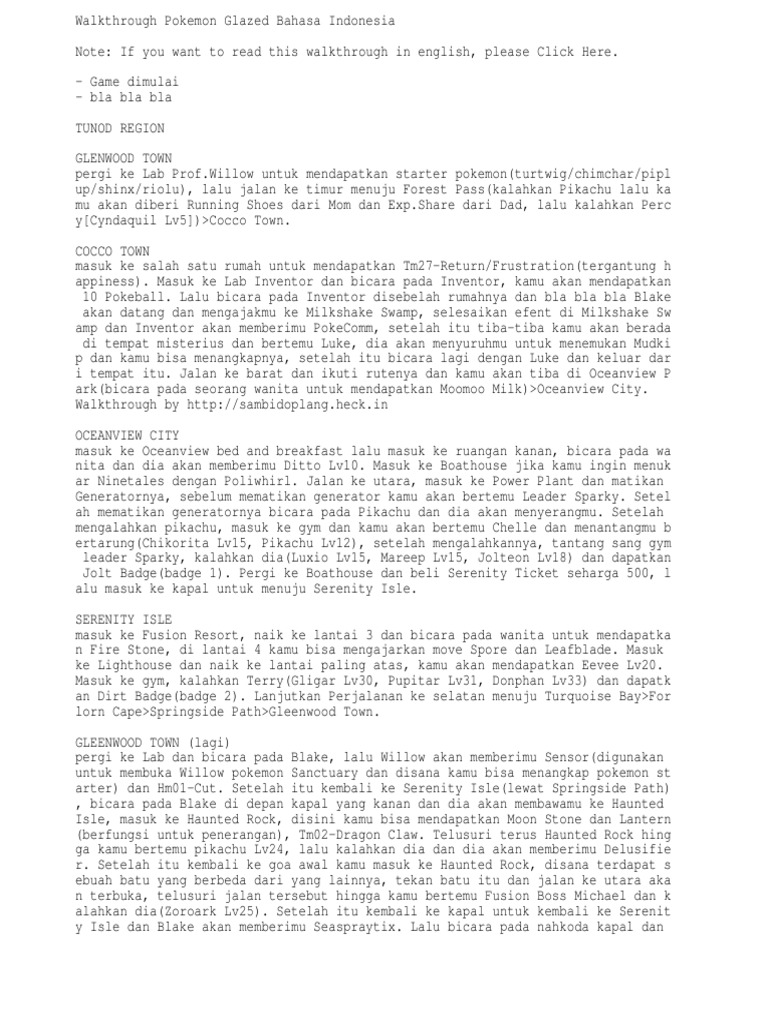 Walkthrough Pokemon Glazed Bahasa Indonesia
