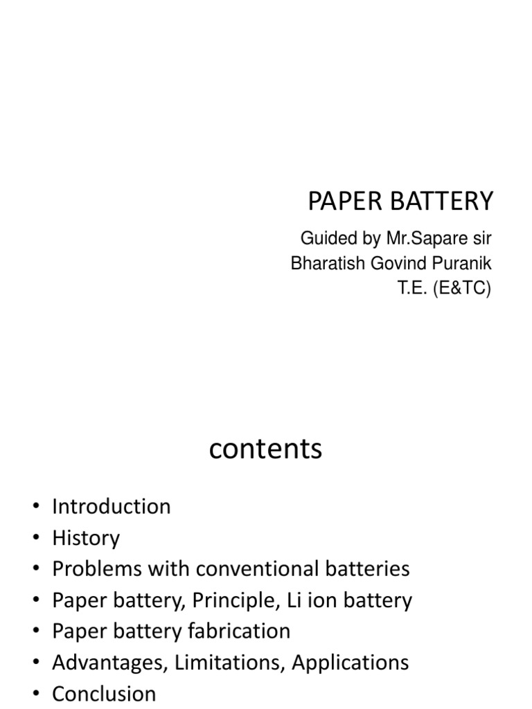 Paper Battery PDF Lithium Ion Battery Battery (Electricity)