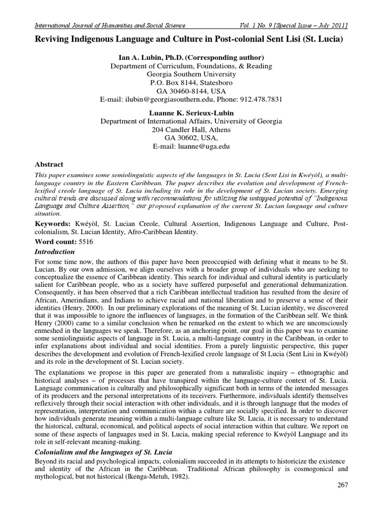 Reviving Indigenous Languages in St Lucia Linguistics Communication