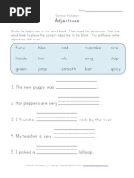 First Grade Adjective Worksheet Blanks1