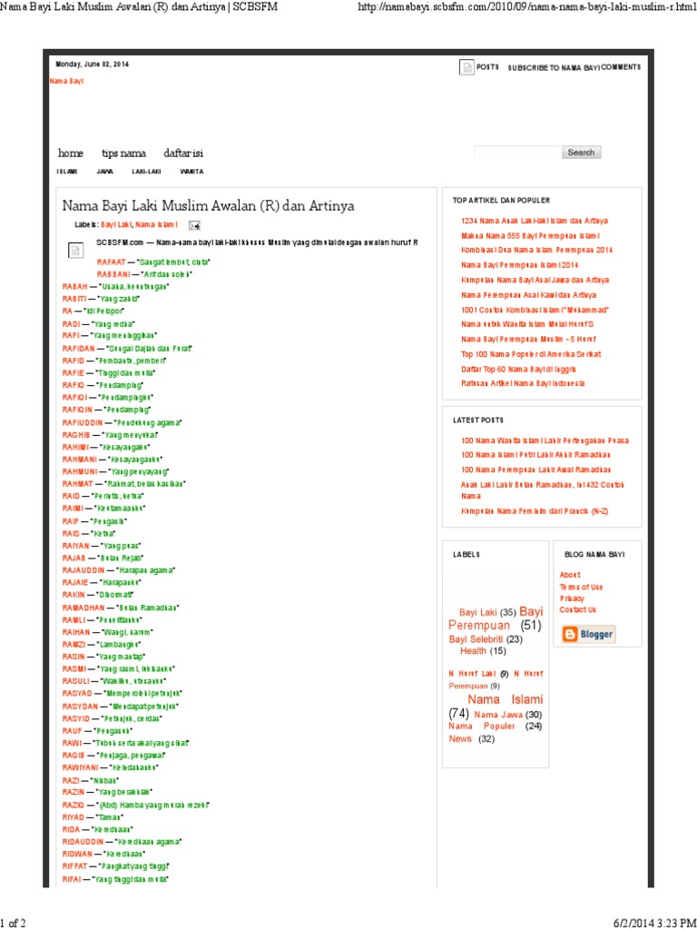 Nama Bayi Perempuan Islami Awalan Huruf R Artikel Nama