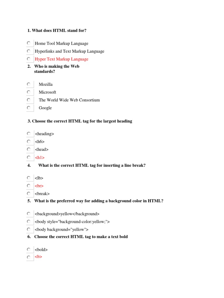 Quiz PDF Hyperlink Html