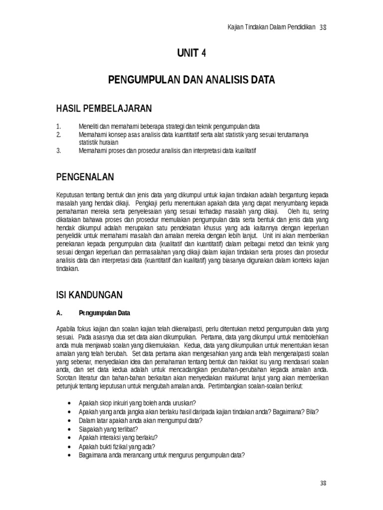 Unit 4 Pengumpulan Dan Analisis Data Pdf