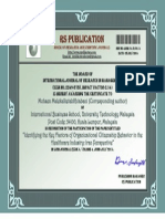 Mohsen Malekalketab Khiabani's Certificate by RS Publication