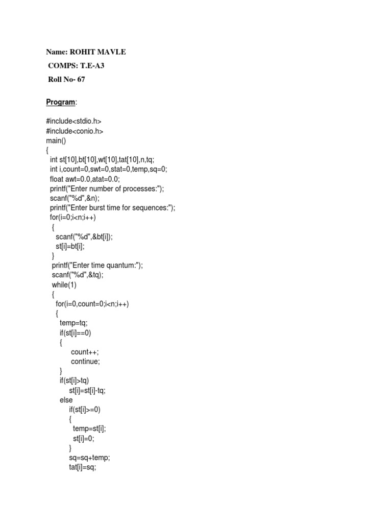 C Programming: Process Scheduling | PDF