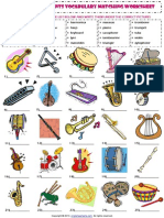 Musical Instruments Vocabulary Matching Exercise Worksheet