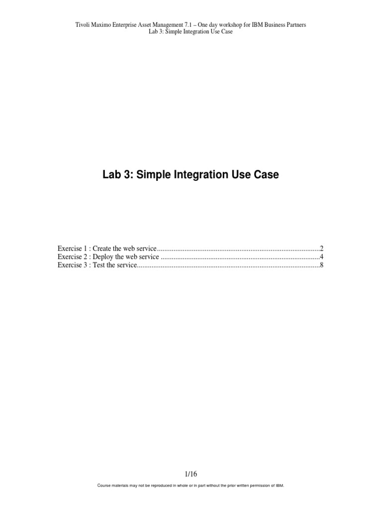 IBM Maximo Integration Workshop | PDF | Web Service | Library (Computing)