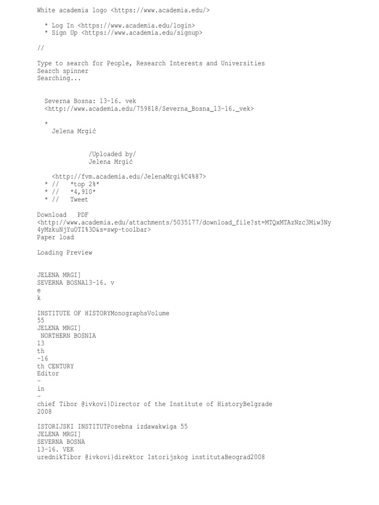 Severna Bosna 13-16. Vek - Jelena Mrgić - Academia - Edu | PDF