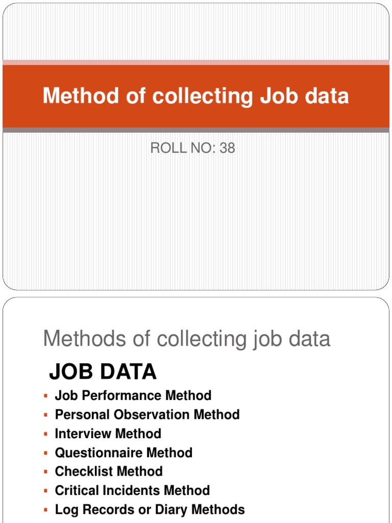 Method of Collecting Job Data PDF Questionnaire Observation
