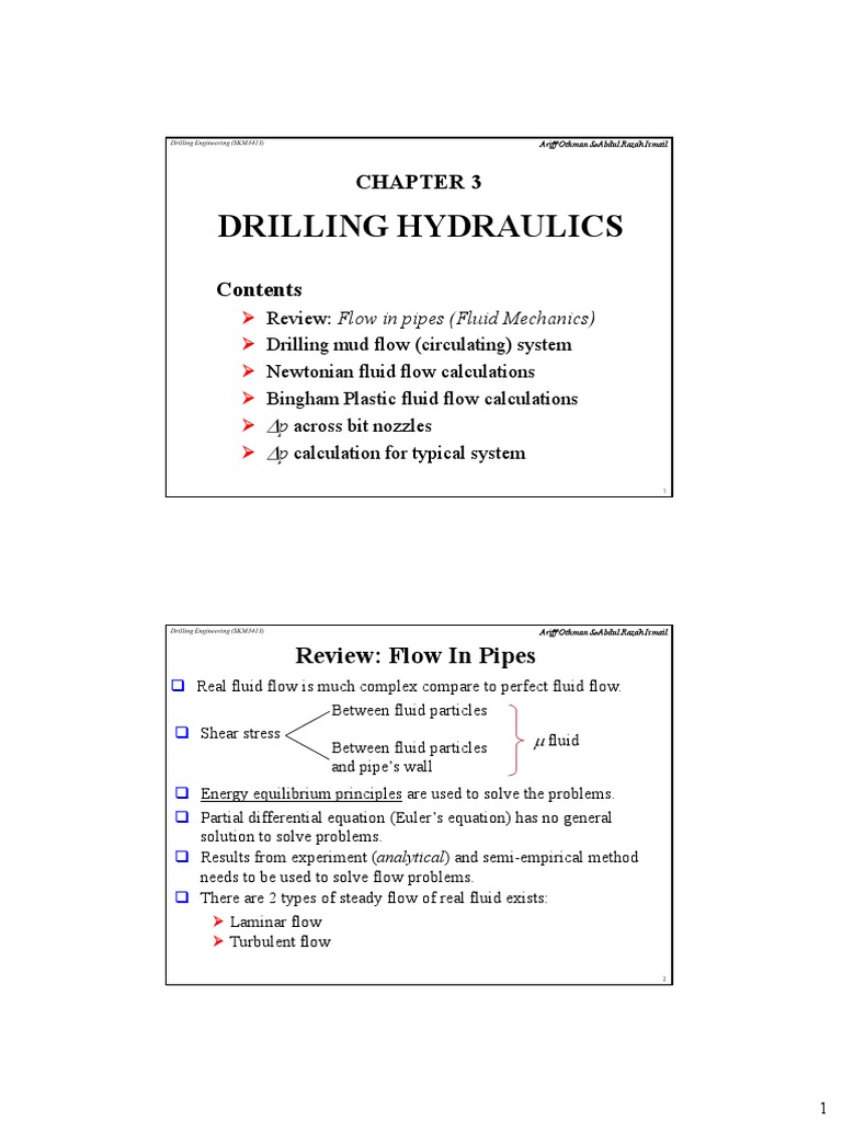 Drilling Hydraulics and Fluid Flow Analysis | PDF | Reynolds Number ...