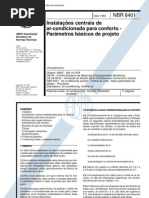 NBR 6401 NB 10 - Instalacoes Centrais de Ar Condicionado Para Conforto - Para Metros Basicos de Projeto