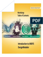 Workshop Table of Contents: Introduction To Ansys Di MDL Designmodeler
