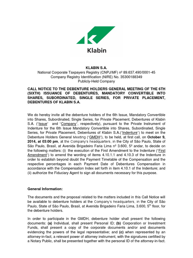 Debenture Holders General Meeting PDF Government Information