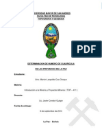 Determinación de número de cuadrícula de las provincias de La Paz