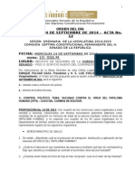 ORDEN DEL DIA CORREGIDO PARA EL MIERCOLES 24 DE SEPTIEMBRE DE 2014 - Acta 12