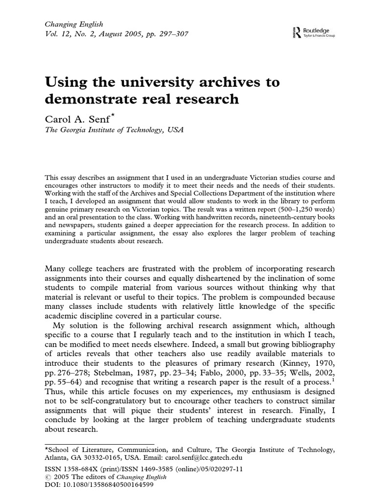 Archival Research in Victorian Studies | PDF | Libraries | Archive
