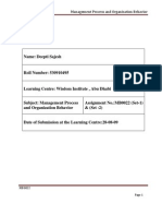 Management Process Organization Behaviour - MB 0022