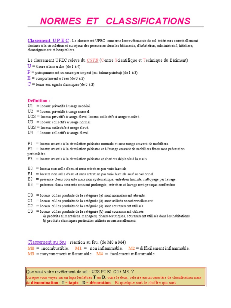 Classement UPEC des Revêtements de Sol PDF Média artistique La nature — free download