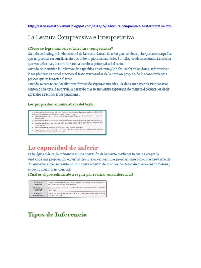 Lectura Interpretativa y Comprensiva | PDF | Inferencia | Razonamiento ...