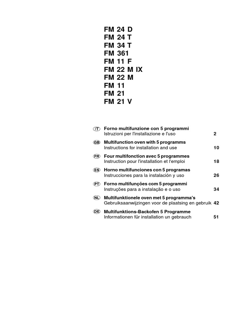 Ariston Oven Instructions