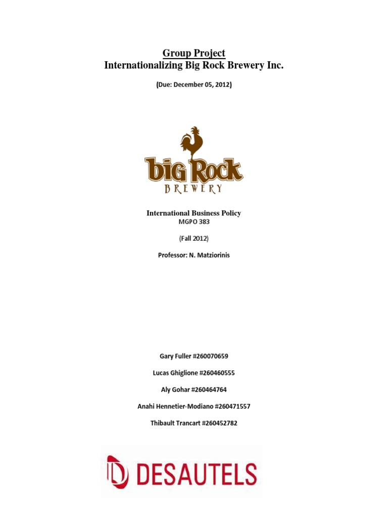 BIG Rock International Expansion Plan | PDF | Microbrewery | Ale