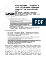 MANIGLIER, Patrice. de Mauss À Claude Lévi-Strauss Cinquante Ans Après. Pour Une Ontologie Maori