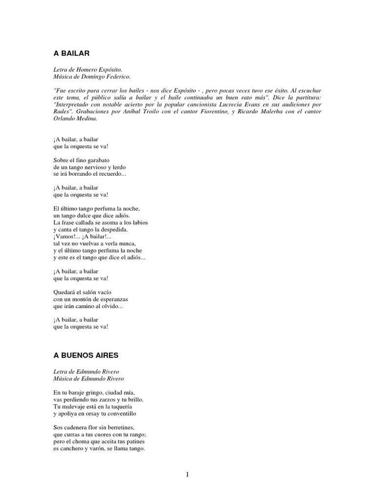 Letras de Tangos | PDF | Musica Tango | Estilos de musica argentina