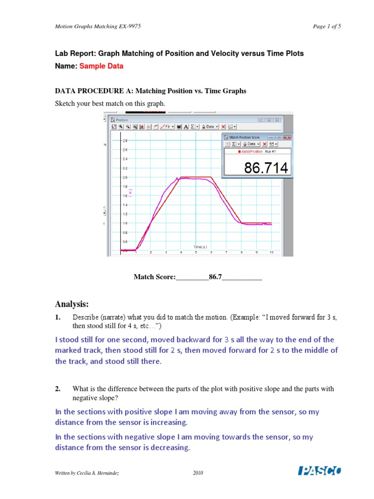 Physics Lab: Motion Graphs Analysis | PDF | Velocity | Speed