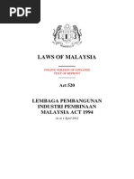 Act 520 (BI) - Lembaga Pembangunan Industri Pembinaan Malaysia Act 1994