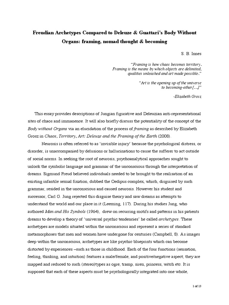 Freudian vs. Deleuzian Archetypes | PDF | Sigmund Freud | Oedipus Complex
