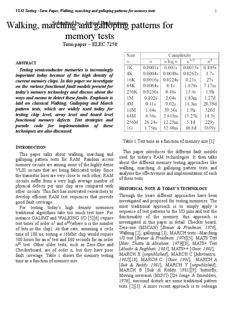 Walking, Marching and Galloping Patterns For Memory Tests: Submitted by ...